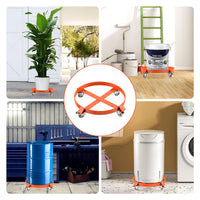 Garvee Two-Piece 55 Gallon Drum Dolly, Heavy Duty Barrel Dolly with 4 Caster Wheels, 1000 LBS Capacity Trash Can Dolly Non-tipping Hand, Orange Steel Frame Dolly