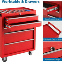 Garvee 5-Drawer Rolling Tool Chest with Keyed Locking System and Drawer Liners for Garage Warehouse Repair Shop, Durable Cold-Rolled Steel, Corrosion-Resistant Finish, Red