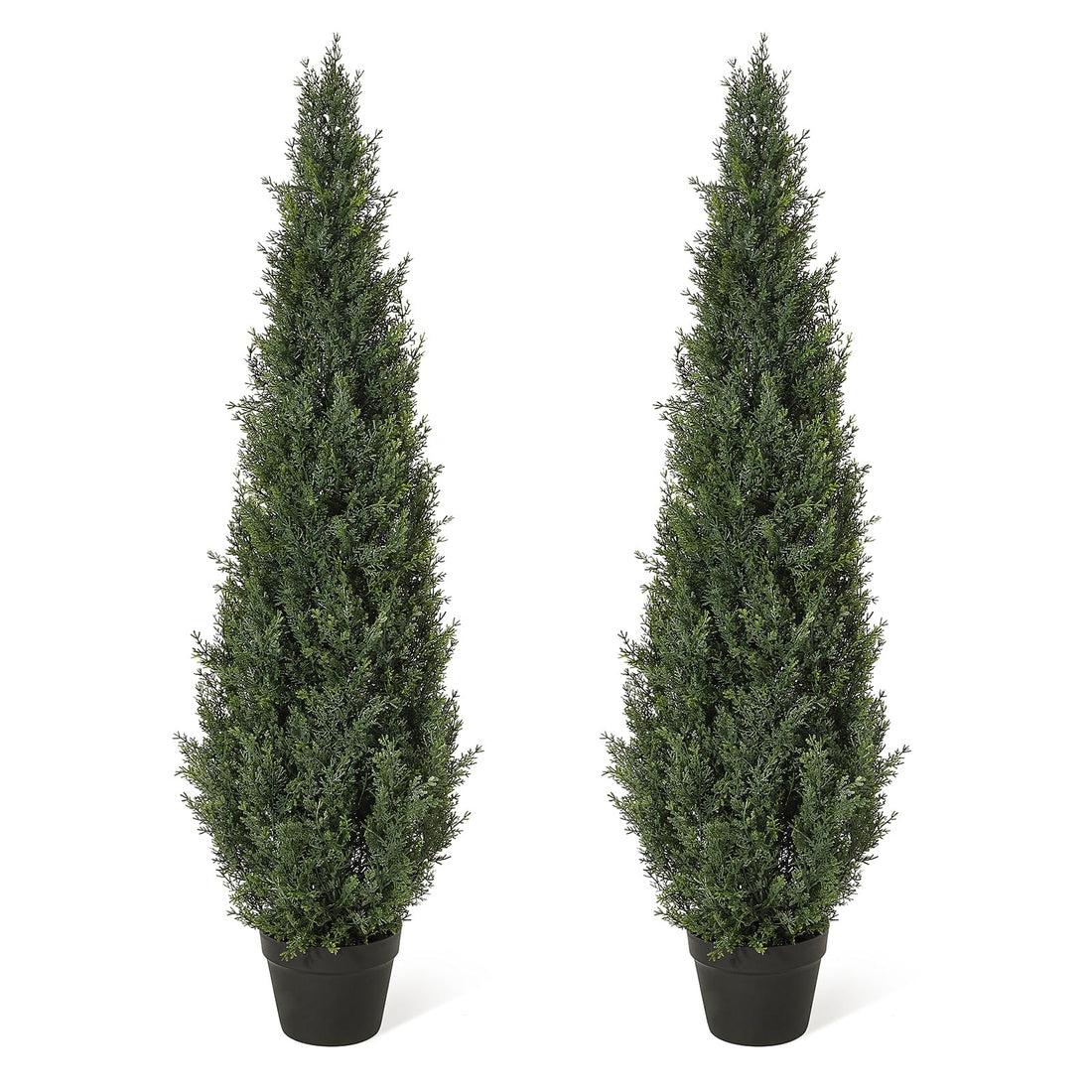 Garvee Artificial Cedar Topiary Trees for Home Decor, 4ft Fake Cypress Trees Potted Faux Evergreen Plants for Outdoor Indoor Front Porch Garden Set of 2