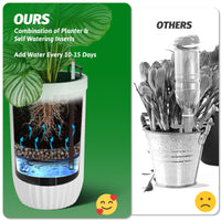 Garvee 23 Inch Tall Planters Set of 2, Self Watering Pots with a Water Level Monitor and Hidden Wheels, Ideal for Living Room, Bedroom, Office, Patio, Porch, Garden, Commercial Places, White