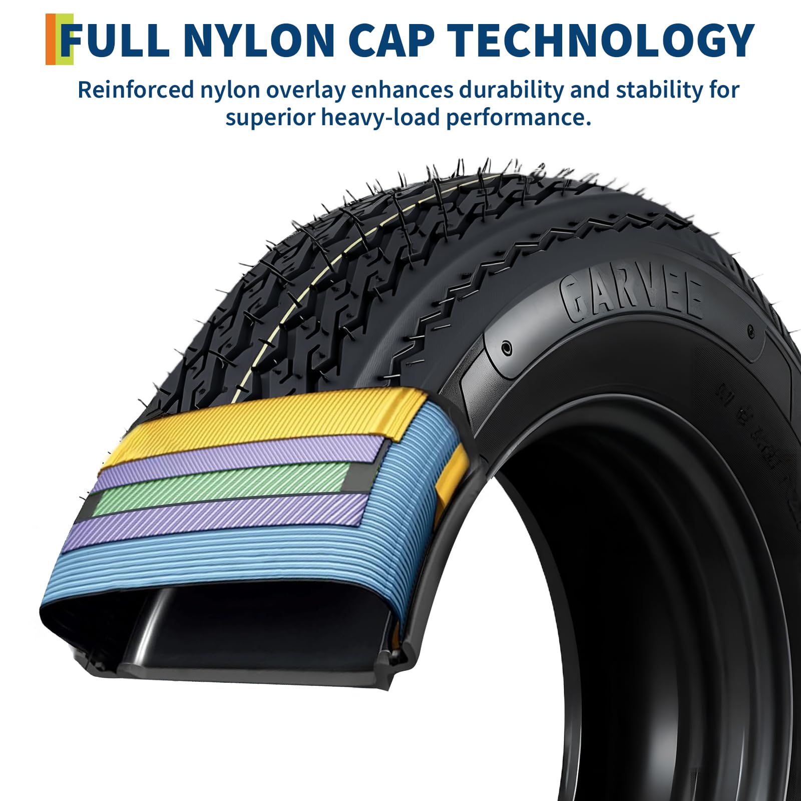 Garvee 4.80-12 Trailer Tire and Wheel Assembly, Heavy-Duty Load Range C 6PR, 12 Inch White Modular Wheel for Utility Boat Camper Trailers, Set of 2