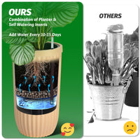 Garvee 31" Tall Gold Planter with Water Level Monitor, Self-Watering System & Wheels - Medium Flower Pot for Living Room, Office, Patio & Garden