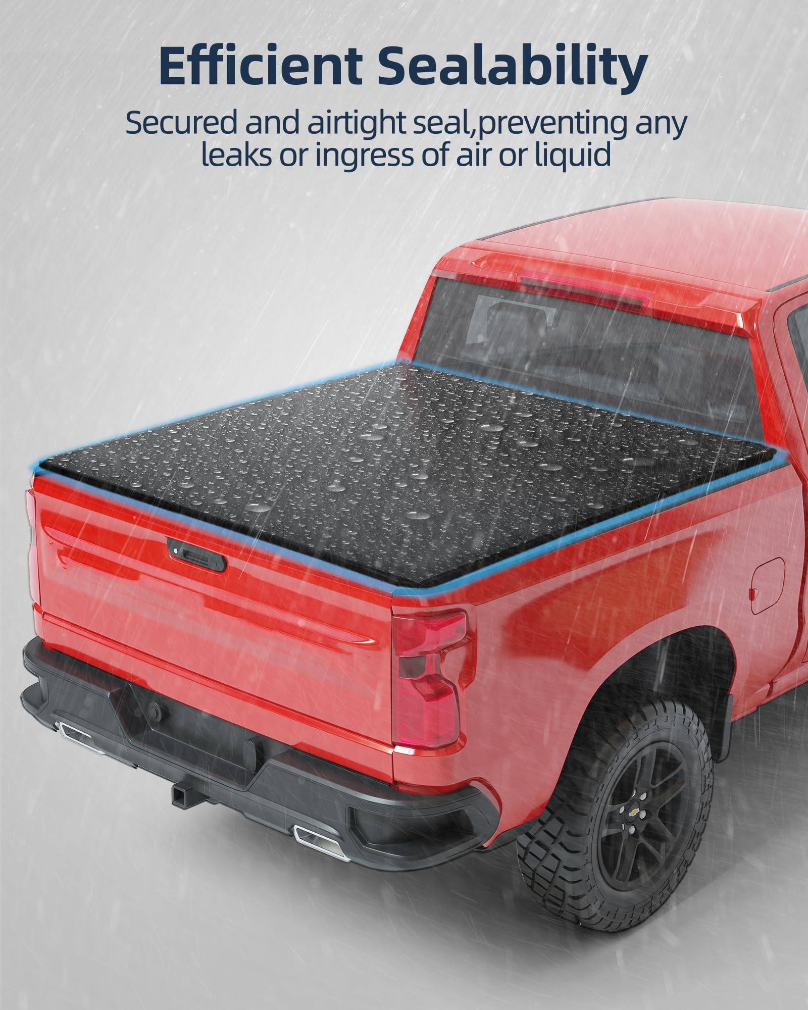 Garvee Soft Quad-Fold Tonneau Cover - Fits 2014-2018 Chevrolet Silverado/Sierra 1500 with 6.6 FT Bed, Folding Truck Bed Cover with Aluminum and PVC Construction, Black