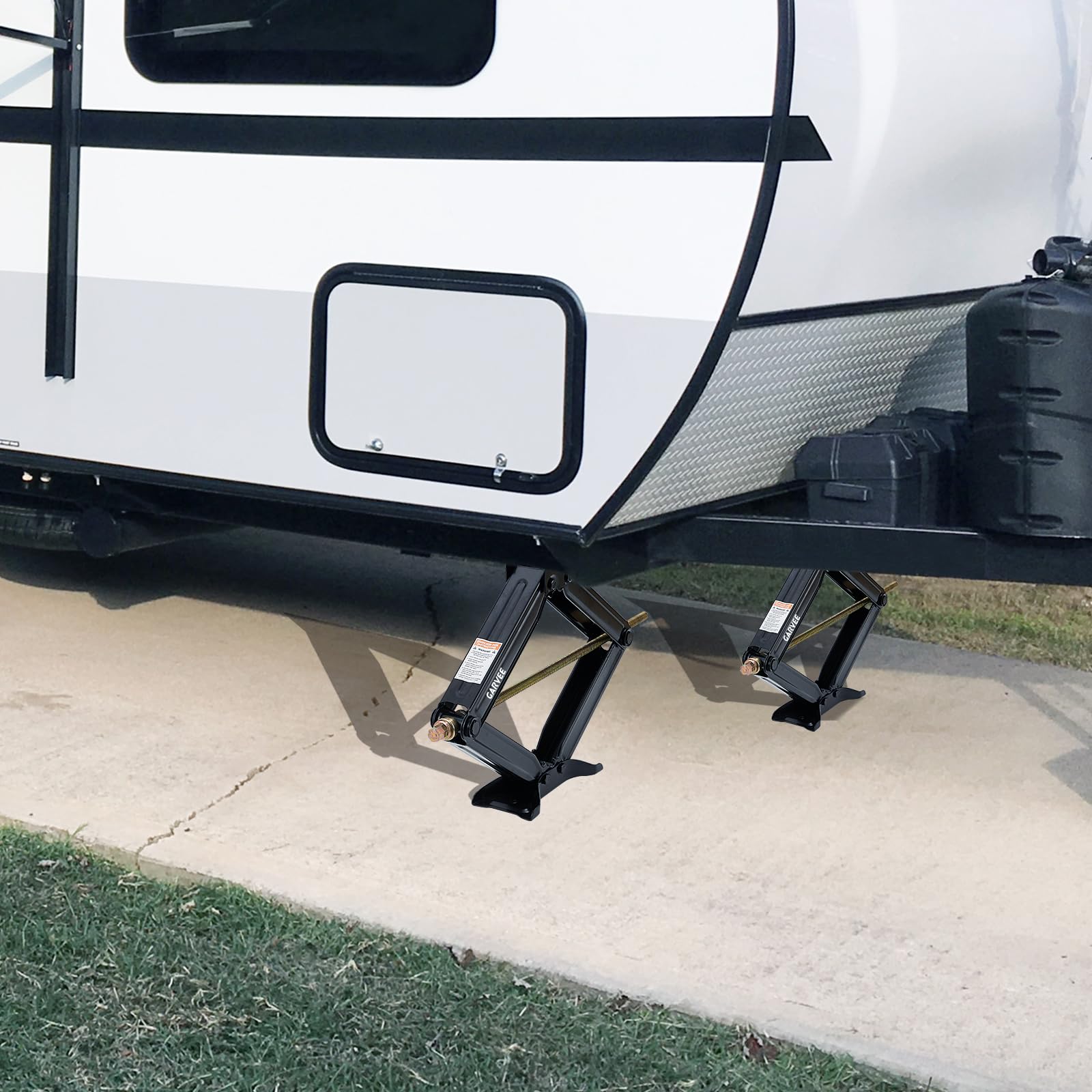 Garvee 7500 lbs RV Scissor Jacks, 24" Heavy-Duty Leveling Stabilizers with Crank Handle, 4"-24" Adjustable Height, Powder-Coated Steel Base for Travel Trailers, RVs, and Campers, 2 Pack