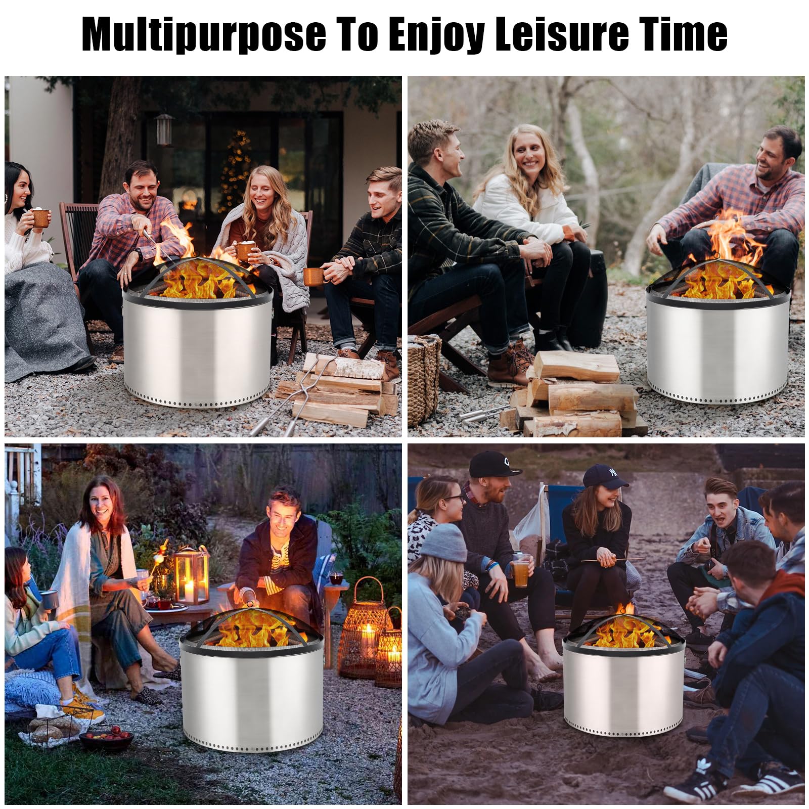 Garvee Fire Pit Spark Screen Cover for Campfires - Easy Lift Stainless Steel, Mesh Protector, Guide Rod Included, Outdoor Patio & Backyard Accessory, Black，36 * 36 * 7inch