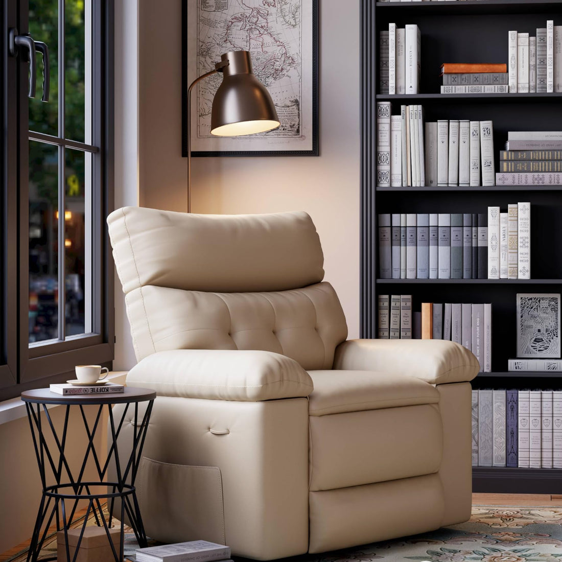 Garvee Oversized Wide Rocker Swivel Recliner Chair - PU Leather Large Manual Recliner for Adults, Ultimate Comfort Lazy Boy with 1.5X Sponge Filling and Easy Recline Mechanism for Relaxation