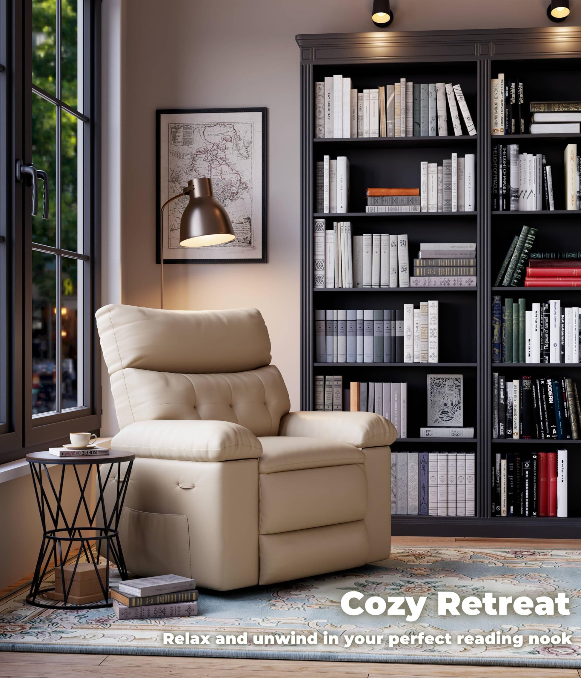 Garvee Oversized Wide Rocker Swivel Recliner Chair - PU Leather Large Manual Recliner for Adults, Ultimate Comfort Lazy Boy with 1.5X Sponge Filling and Easy Recline Mechanism for Relaxation