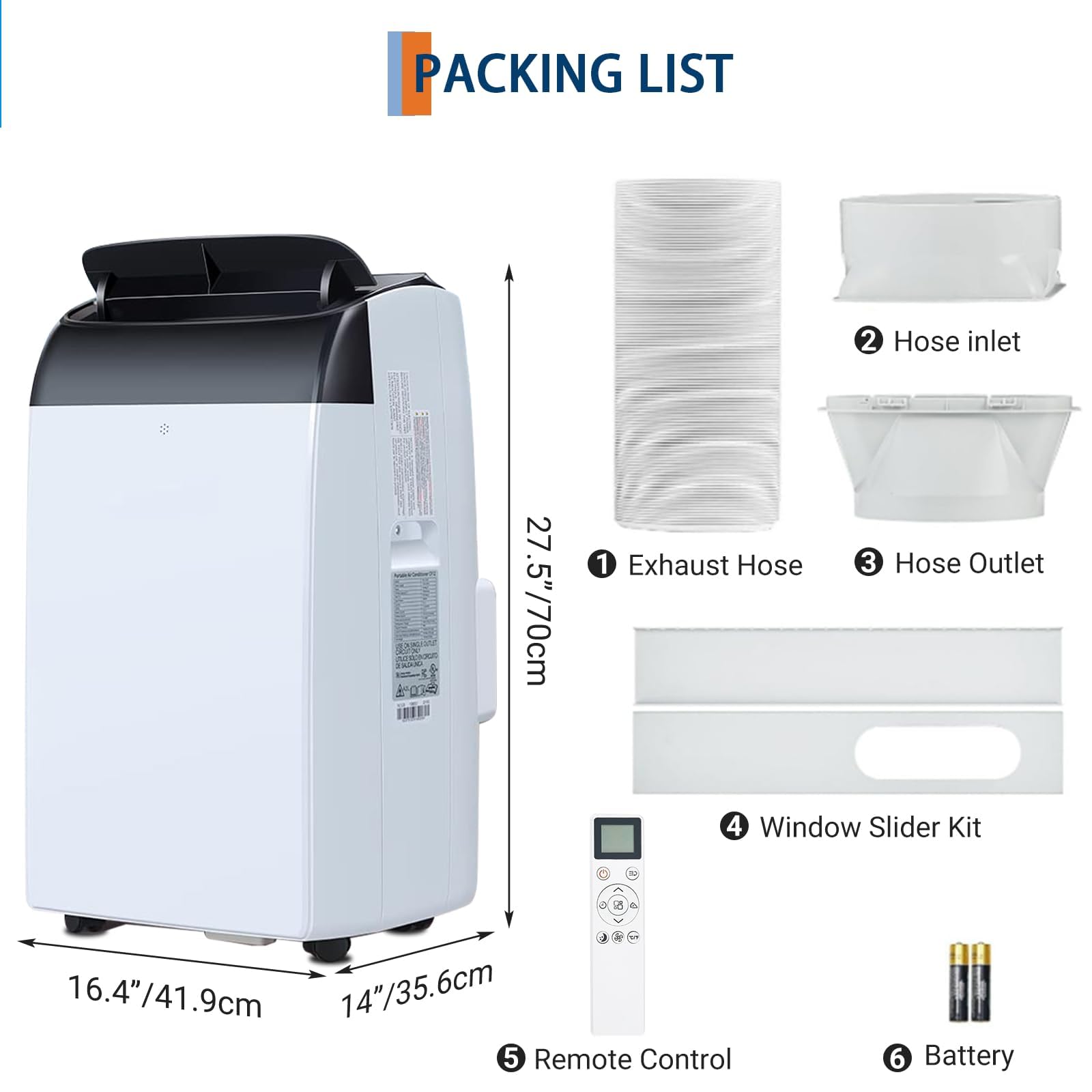 Garvee 14,000 BTU Portable Air Conditioner with Dehumidifier & Fan, Portable AC Units Cools up to 750 Sq. Ft., Remote Control, Auto Swing, Sleep Mode, Black Top