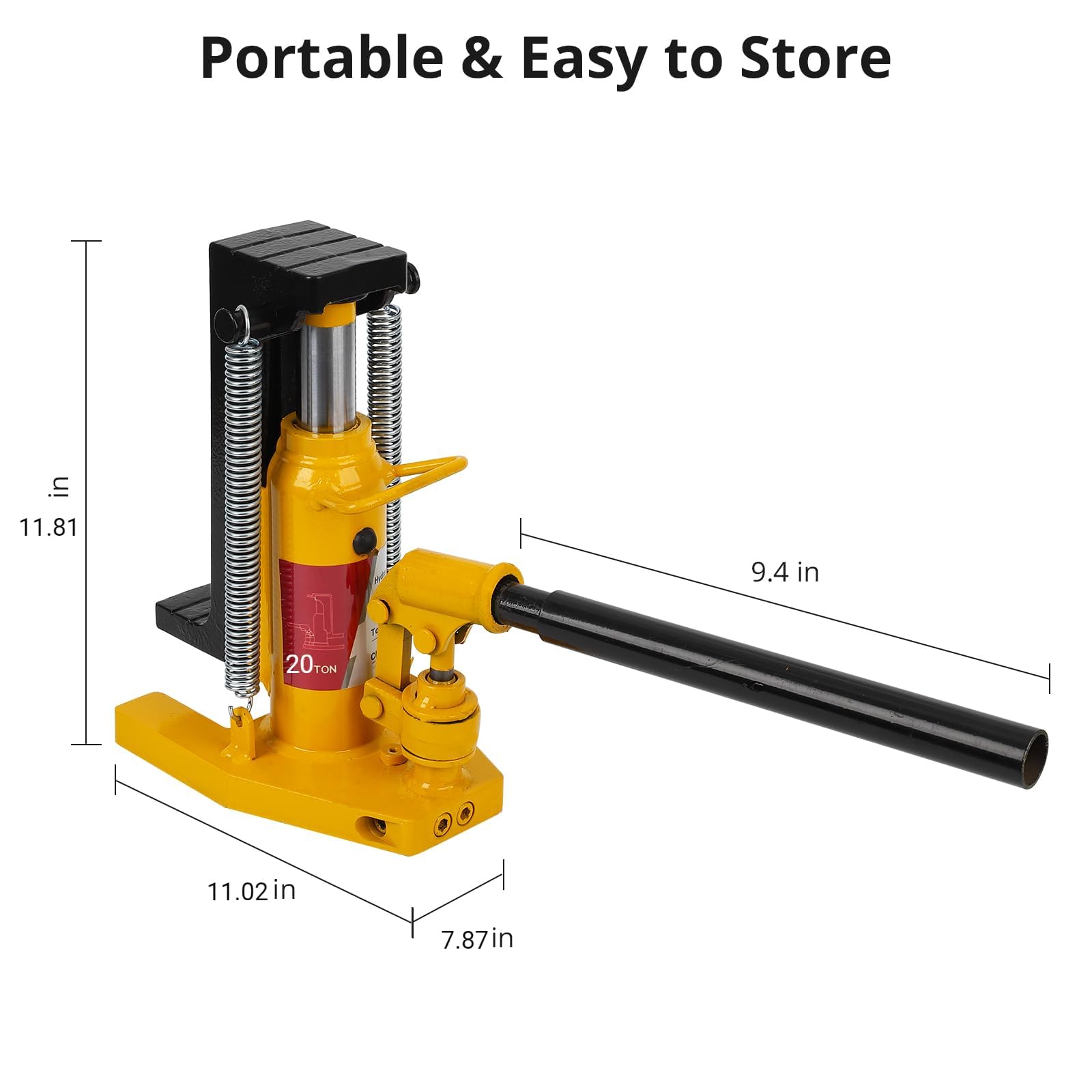 Garvee Toe Jack - 10 Ton Toe Lift, 20 Ton Top Lift, Hydraulic Jack with Manual Pump, Air Hydraulic for Machinery, Industry, Yellow