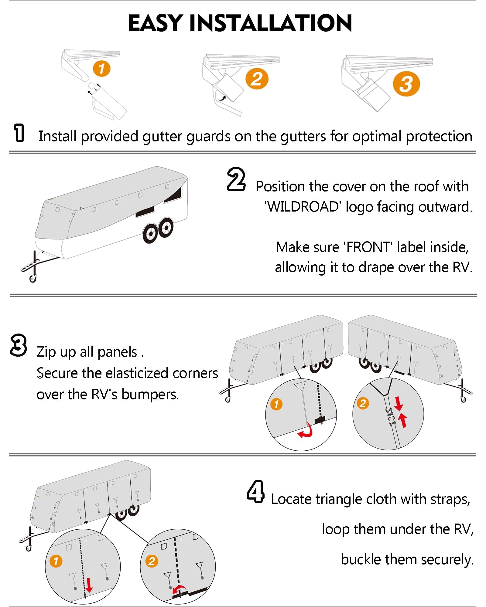 \Garvee 6-Layer Heavy-Duty RV Cover - Waterproof Windproof Travel Trailer Cover with Breathable Top, Tire Covers, and Accessories, Fits 21'-24' Motorhomes & Campers