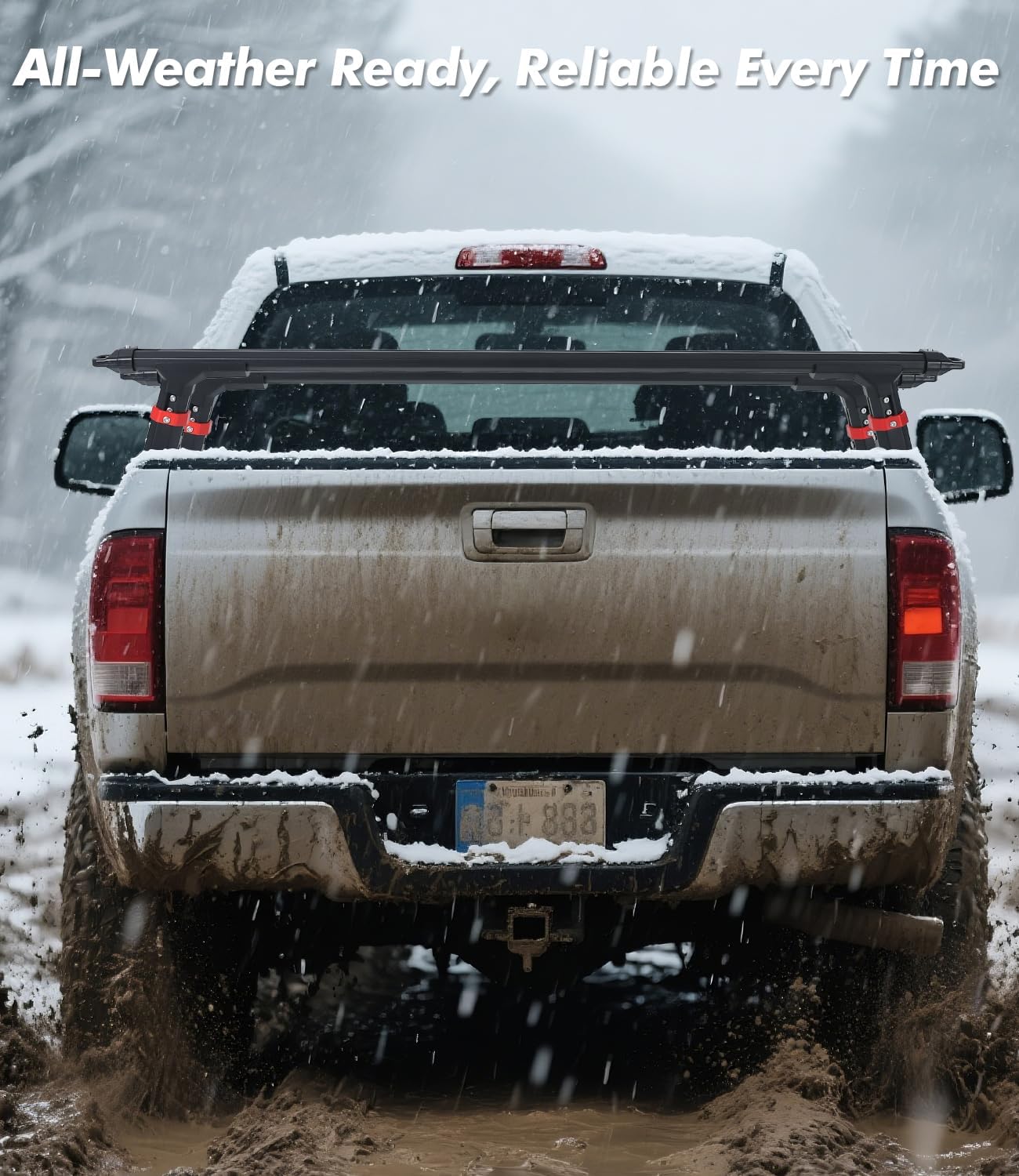 Garvee Truck Ladder Rack 800LBS Capacity Adjustable Height 10.51-11.53" Aluminum Heavy-Duty Steel, Fits Large Pickup Beds, Outdoor Hauling