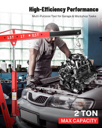 Garvee 2 Ton Engine Hoist Cherry Picker - 4400 Lbs Capacity, Foldable Design, Steel Frame, 6 Casters, Hydraulic Pump - Portable for Truck & Boat Engines, Red