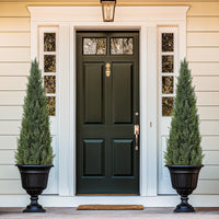 Garvee Artificial Cedar Topiary Trees for Home Decor, 4ft Fake Cypress Trees Potted Faux Evergreen Plants for Outdoor Indoor Front Porch Garden Set of 1