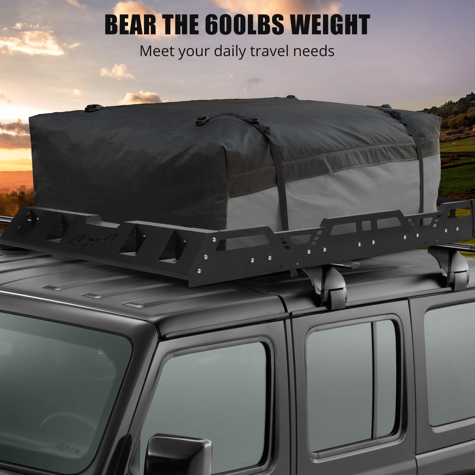 Garvee Heavy Duty Roof Rack Basket 63x43.3x5 Inch Anti-Rust Coating 220lbs Capacity SUV Truck Cars