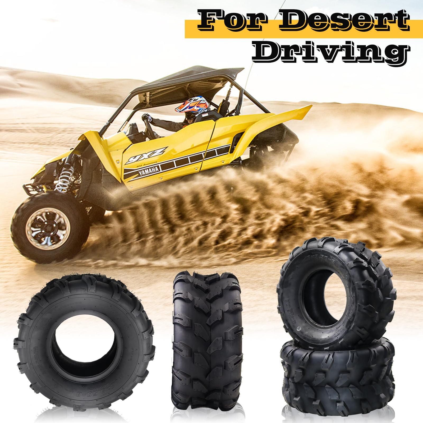 Garvee 18x9.5-8 ATV Tires, 4PR All Terrain Tubeless, Pack of 2, for ATV UTV Trail Sand Mud Off-Road