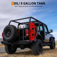 Garvee Secure 30L Portable Gas Tank with Locking Mounting Bracket – Heavy-Duty HDPE Fuel Container for Car, Motorcycle, ATV, UTV, Off-Road – Key Lock, U-Bolt for 1" Tube – US Market, 2 Gallon Compatible, Lockable