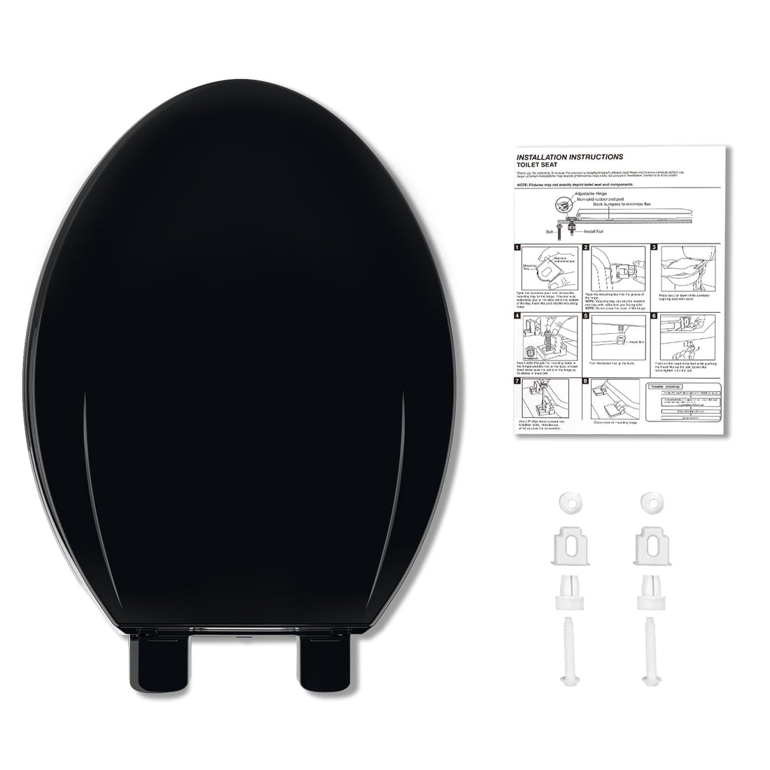 Garvee Toilet Seat Elongated,Toilet Seat with Quick-Release And Quick-Attach, Plastic Toilet Seat with Soft Close, Easy Install and Clean - Black