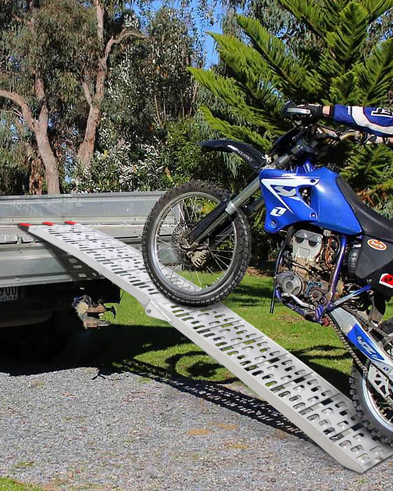 Garvee Folding Loading Ramp, 750 lbs Capacity, Aluminum Portable ATV UTV Ramp Motorcycle Ramp for Dirt Bikes, Carts, Lawn Mowers, Snow Blowers