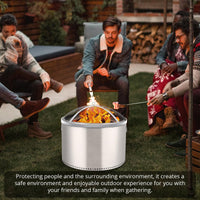 Garvee Fire Pit Spark Screen Cover for Campfires - Easy Lift Stainless Steel, Mesh Protector, Guide Rod Included, Outdoor Patio & Backyard Accessory, Silver，18 * 18 * 5inch