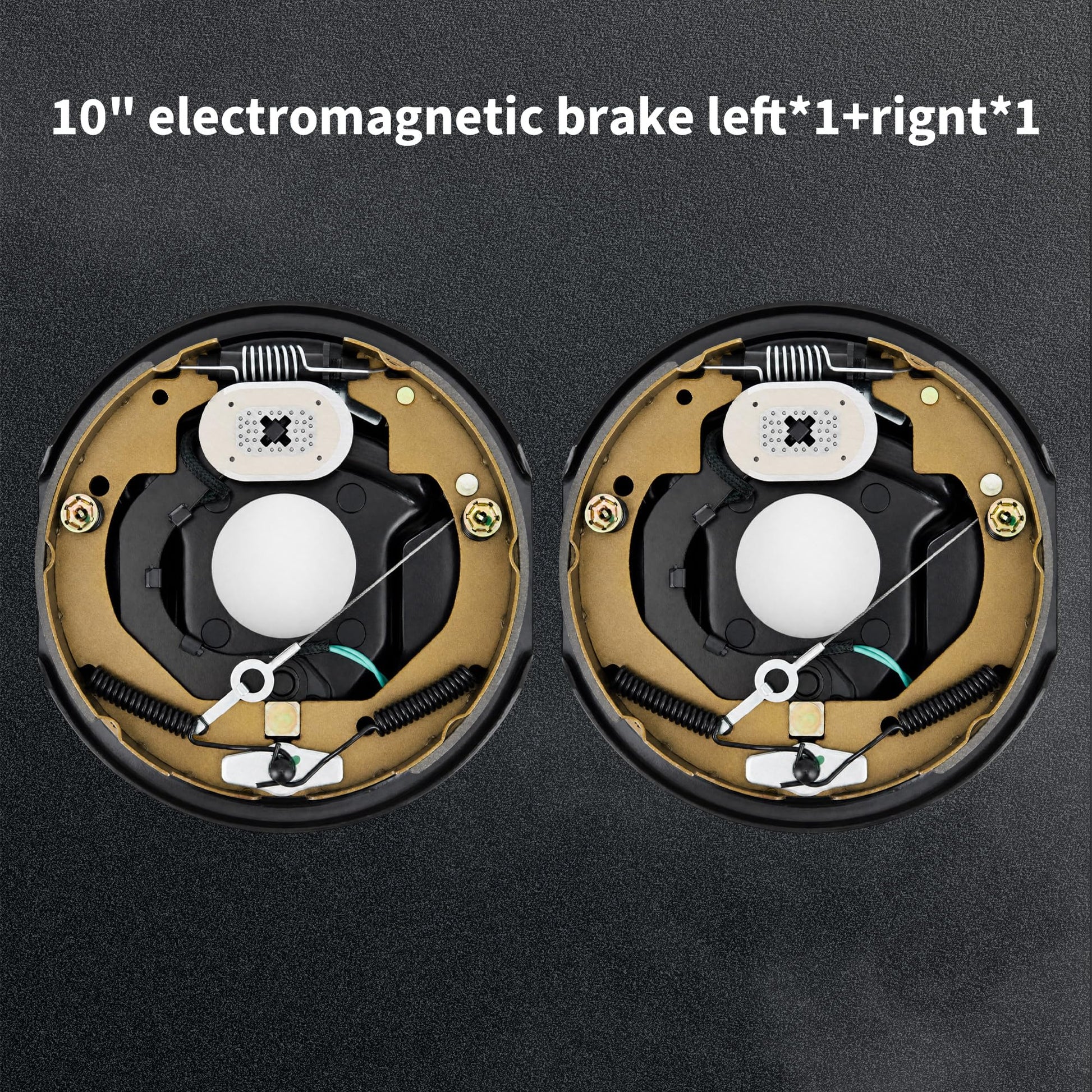 Garvee 10"x2-1/4" Electric Trailer Brake Assembly, Self-Adjusting Electric Brakes Kit for 3500 Lbs Axle, 4-Hole Mounting Brake Backing Plates, Left & Right Side Braking System Replacement Parts, 1 Pair