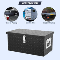 Garvee 20 Inch Aluminum Diamond Plate Tool Box With Lock and Keys, Heavy Duty Waterproof Truck Storage Organizer Chest for Pick Up Truck Bed, Rv Trailer/Van With Side Handle