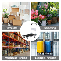 Garvee Platform Truck Cart 330 LBS Load Capacity, Foldable Steel Hand Push Dolly with 4" Rubber Wheels, Heavy Duty Flatbed Hand Cart 29" x 19" for Loading and Moving, Home Office Warehouse