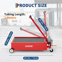 Garvee 15 Gallon Oil Drain Pan, 57L Low Profile Tank with 8FT Hose, Pump, Swivel Casters, Foldable Handle, for Car, SUV, Truck Oil Change, Red