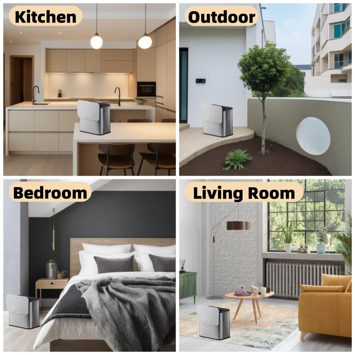 Garvee 1.3Gallon/5L Stainless Steel Hanging Trash Can with Inner Bucket And Charcoal Filter for Counter Top & Under Sink Bathroom Bedroom Cupboard