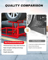 Garvee Hydraulic Car Ramps - 5T Capacity, Adjustable Height (9.3"-14"), Steel with Anti-Slip Plate, Ring Chain Bolt for Cars, SUVs, and Light Trucks, Red