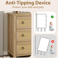 Garvee Rattan 6 Dresser for Bedroom, 47.2" Wide Dresser, Boho Wide Drawer Dresser with Storage, Wooden Closet Dressers Chest of Drawers Freestanding for Bedroom, Nursery, Living Room, Natural