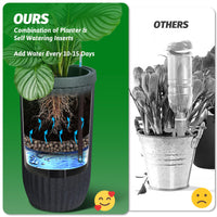 Garvee 31" Tall Black Planter with Water Level Monitor, Self-Watering System & Wheels - Medium Flower Pot for Living Room, Office, Patio & Garden