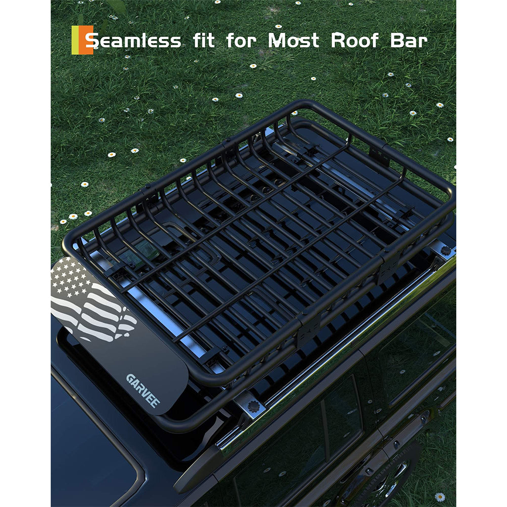 Garvee 51"x 36"x 5" Roof Rack Basket Rooftop Cargo Carrier with Extension Black Car Top Luggage Holder Universal for SUV Cars