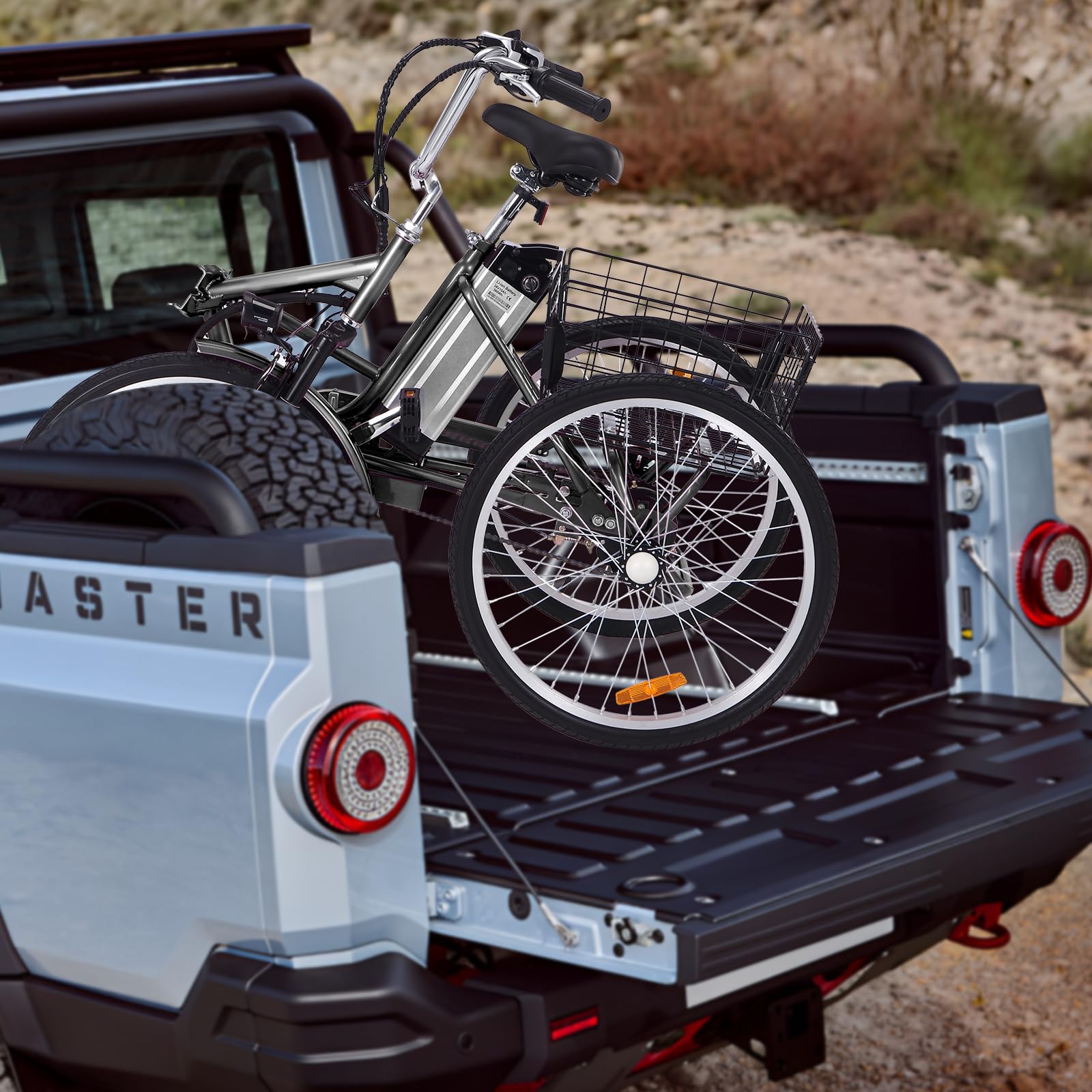 Garvee 24 Inch Adult Electric Tricycle Folding 7-Speed Electric Tricycle with Basket, 36V Detachable Battery, 250W Brushless Motor Suitable for Men and Women, Dark Gray