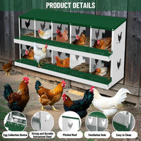 Garvee 10 Compartments Metal Chicken Nesting Boxes, Nesting Boxes, Chicken Laying Box with Roll Out Egg Collection with Vented Holes