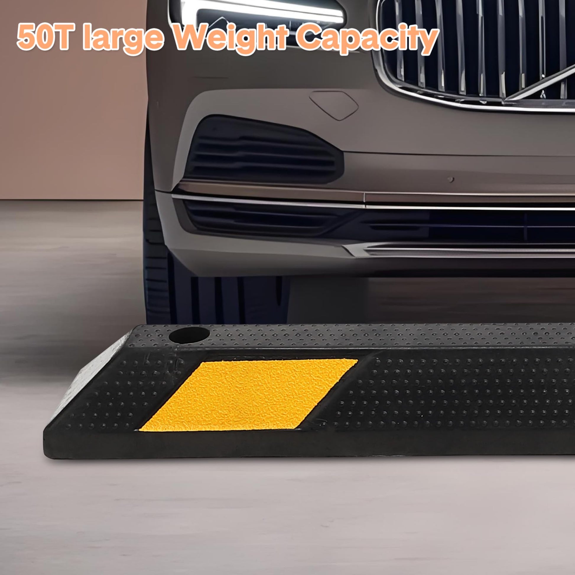 Garvee 72" Rubber Parking Curb Heavy Duty Wheel Stopper with Yellow Reflective Stripes for Garage Driveway Parking Lot 72" x 6" x 4"