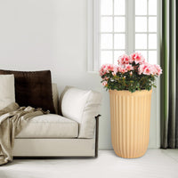 Garvee 31" Tall Gold Planter with Water Level Monitor, Self-Watering System & Wheels - Medium Flower Pot for Living Room, Office, Patio & Garden