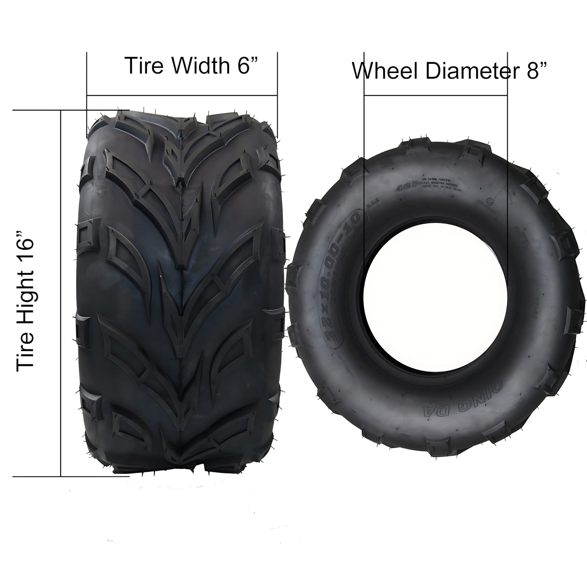 Garvee 16x6-8 ATV Tires, 4PR All Terrain 16x6-8 TL QD116 ATV UTV Trail Sand Mud Off-Road Tires (Pack of 2, Tubeless)