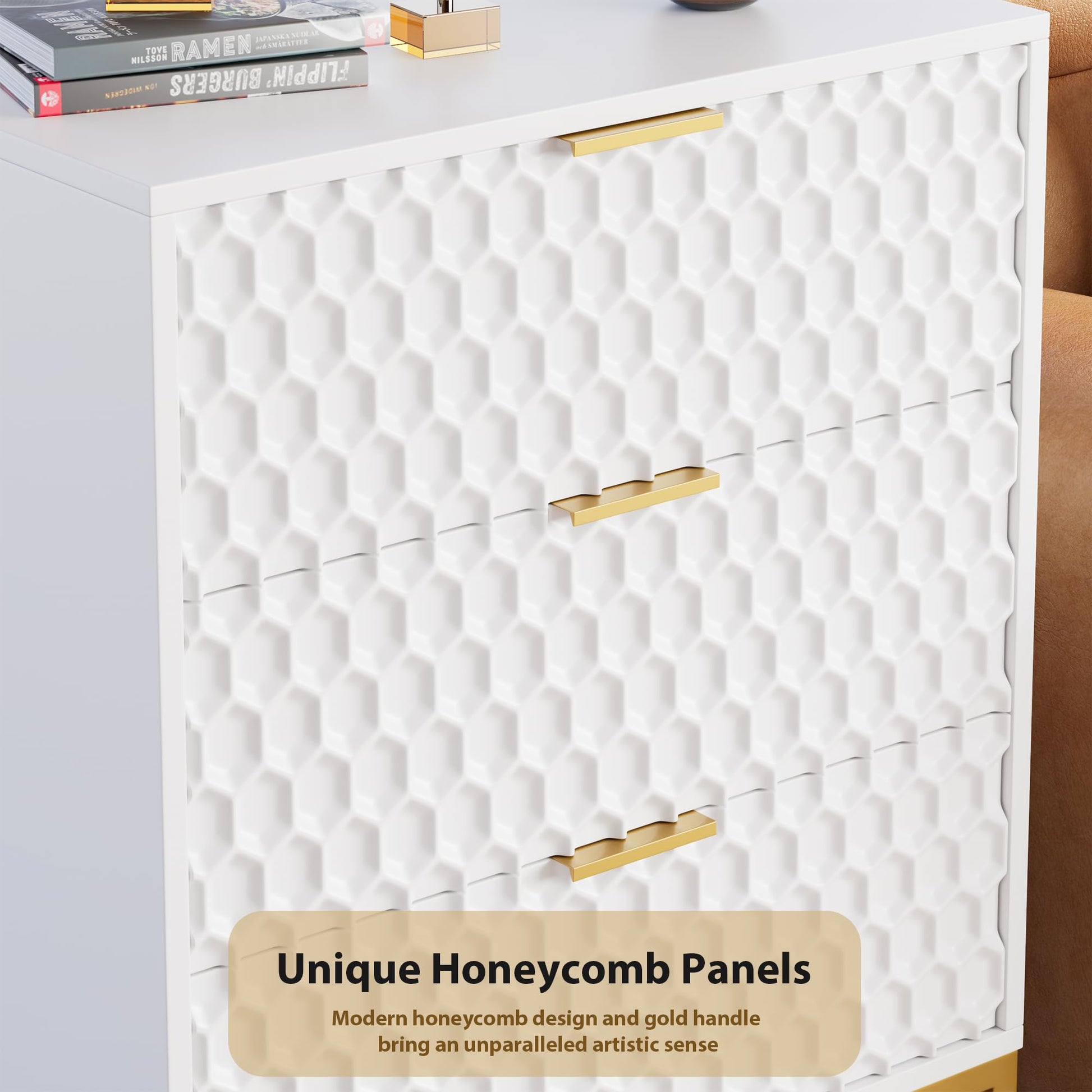 Garvee White 3 Drawer Dresser for Bedroom, Simply Modern Chest of Drawers for Closet with Wide Top, Wooden Dresser with Deep Drawers, Nightstand for Living Room, Hallway, Kids Room