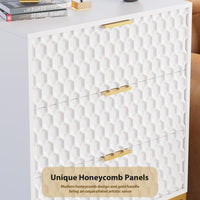 Garvee White 3 Drawer Dresser for Bedroom, Simply Modern Chest of Drawers for Closet with Wide Top, Wooden Dresser with Deep Drawers, Nightstand for Living Room, Hallway, Kids Room