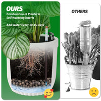 Garvee 14.5 Inch Tall Planters Set of 2 Flower Pots with a Water Level Monitor, Self Watering Insert and Hidden Wheels, Ideal for Living Room, Bedroom Office, Patio, Porch, Garden, White