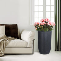 Garvee 31" Tall Black Planter with Water Level Monitor, Self-Watering System & Wheels - Medium Flower Pot for Living Room, Office, Patio & Garden