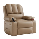 Garvee 22" Widen Rocker Swivel Recliner Chair, Lazy Boy Recliner for Adults, with 1.5X Sponge Filling, Side Pocket, and Cup Holder, for Living Room, Bedroom, and Nursery, Tan - Tan