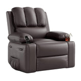 Garvee 22" Widen Rocker Swivel Recliner Chair, Lazy Boy Recliner for Adults, with 1.5X Sponge Filling, Side Pocket, and Cup Holder, for Living Room, Bedroom, and Nursery, Coffee - Coffee