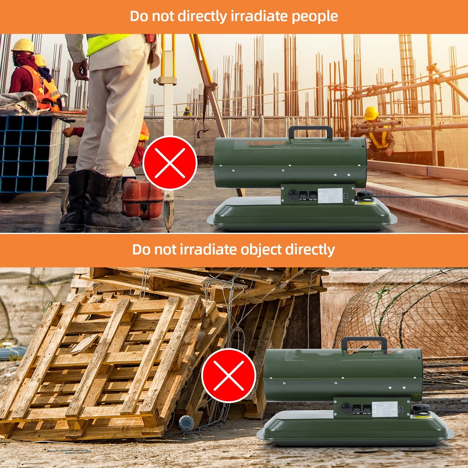 Garvee 80000 BTU Forced Air Diesel and Kerosene Heater, Thermostat Control, Portable for Outside, Jobsite, Garage, Construction, Green