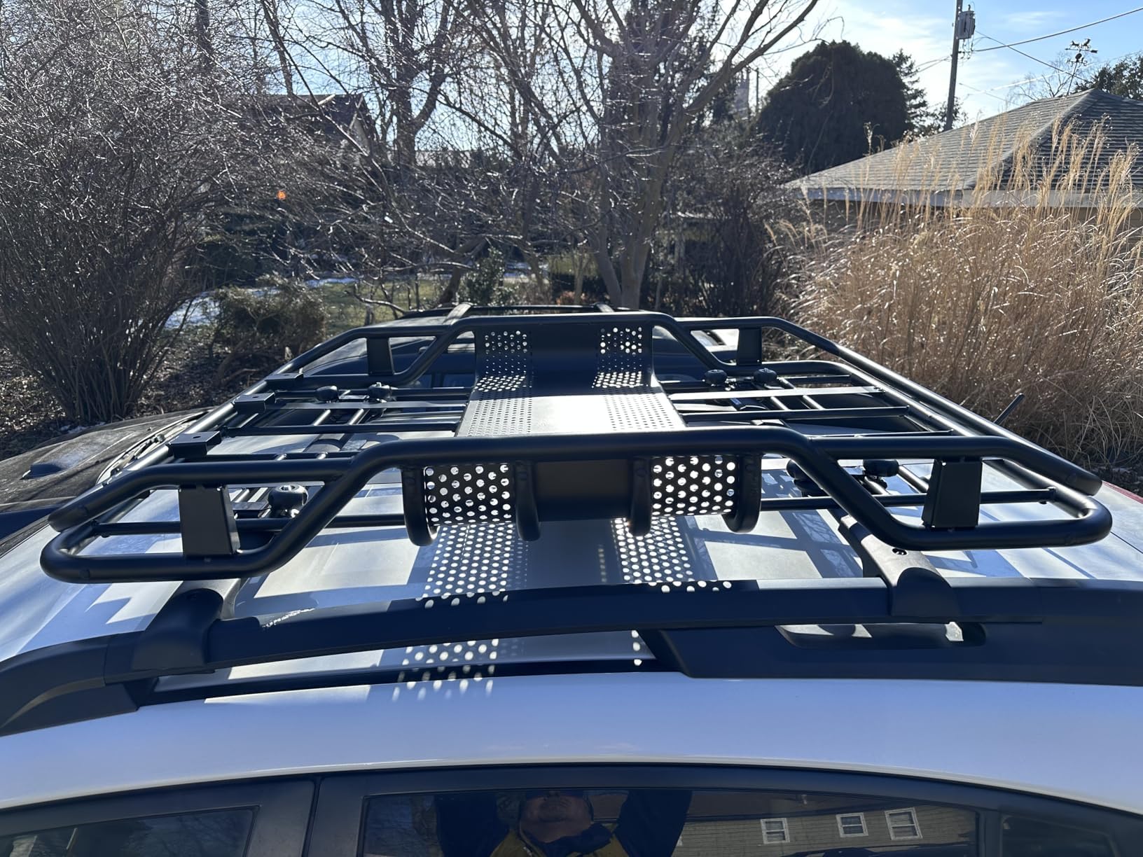 Garvee 50"x38"x6.3" Rooftop Cargo Basket, 165 lbs Capacity Lightweight Anti-Rust Roof Rack for SUVs, Cars & Trucks