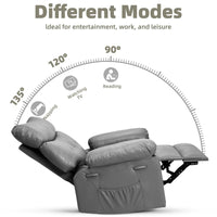 Garvee Oversized Recliner Chairs with Heat and Massage - 360° Swivel Lazy Boy Recliner Chair for Adults- Manual Rocking Chair with Cup Holder for Living Rooms, Bedrooms, and Nurseries - Grey