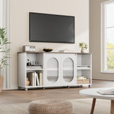 Garvee TV Stand With Glass - White