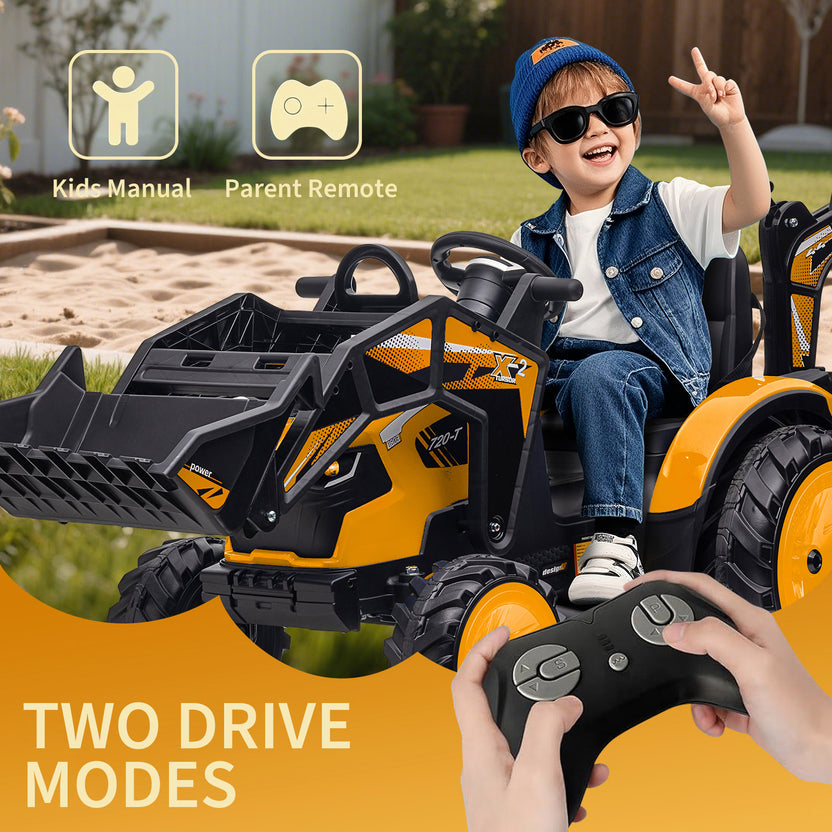 peg perego ride on excavator Top Deal | Garvee 3-in-1 Ride-On Tractor | 24V Electric | Remote Control Excavator