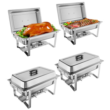 Garvee 8QT(1×1/1Pan)Chafing Dish Buffet Set of 4 Stainless Steel Food Servers & Warmers, Includes Water Pan, for Weddings, Parties, Banquets, Catering
