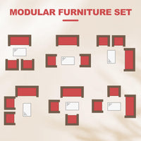 Garvee 4-Piece Rattan Patio Conversation Set with Cushioned Seating & Coffee Table, Brown/Red